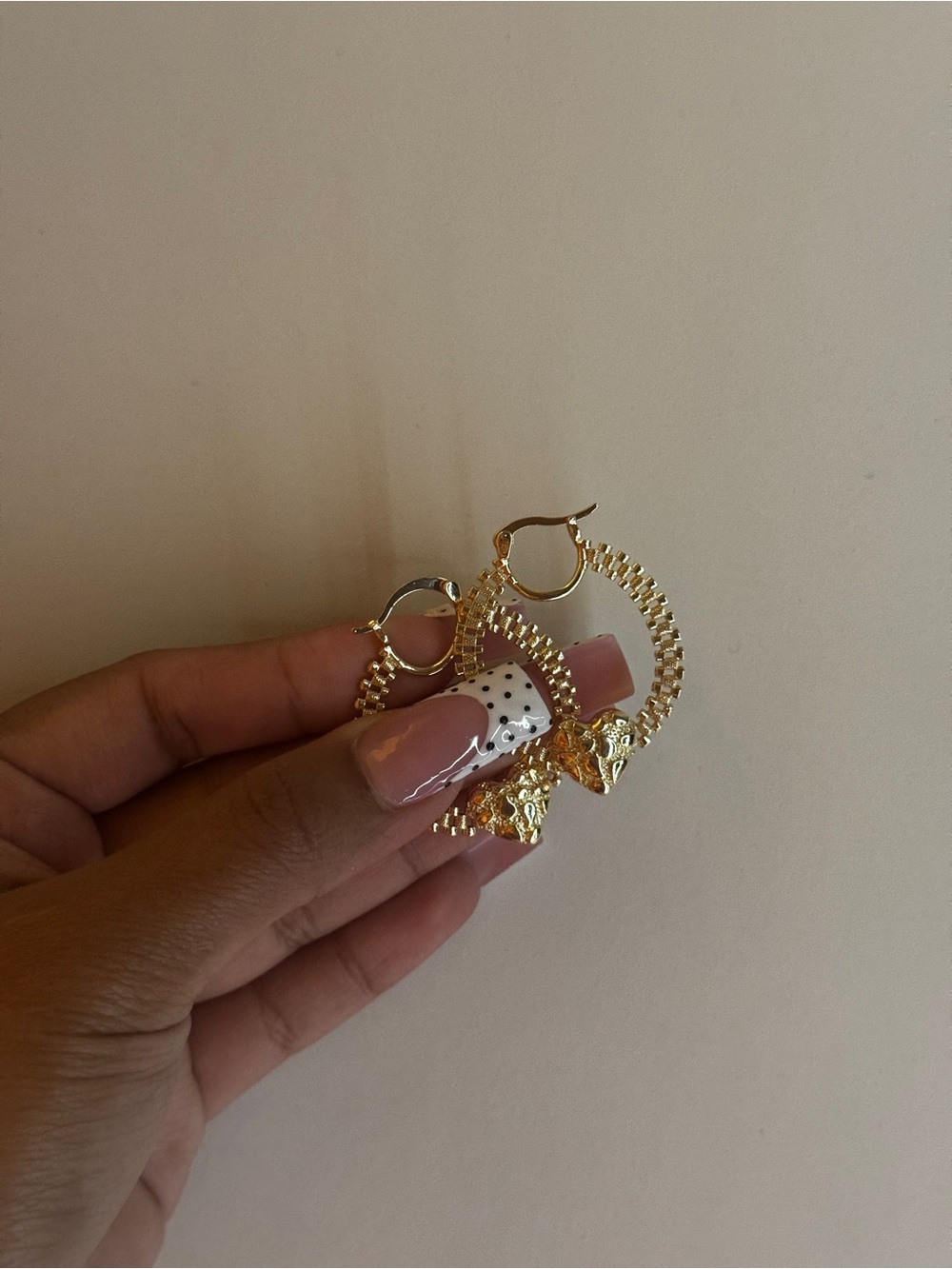 Gold plated heart earring hoops